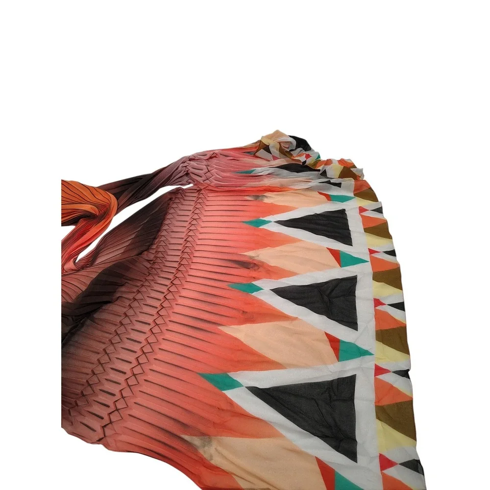 Etro Milano Pleated‎ Geometric Print Scarf Wrap Italy